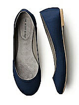 Front View Thumbnail - Midnight Navy Simple Satin Ballet Wedding Flats