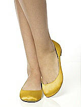 Rear View Thumbnail - Marigold Simple Satin Ballet Wedding Flats