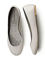 Front View Thumbnail - Oyster Simple Satin Ballet Wedding Flats