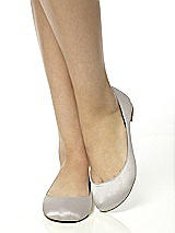 Rear View Thumbnail - Oyster Simple Satin Ballet Wedding Flats