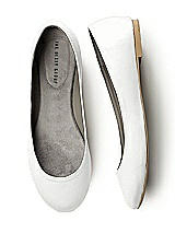 Front View Thumbnail - White Simple Satin Ballet Wedding Flats