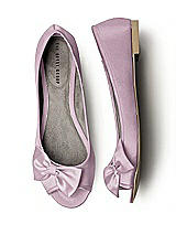Front View Thumbnail - Suede Rose Satin Peep Toe Bridal Ballet Wedding Flats