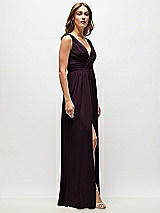 Side View Thumbnail - Deep Plum Sleeveless Draped Chiffon Maxi Dress with Front Slit