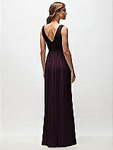 Rear View Thumbnail - Deep Plum Sleeveless Draped Chiffon Maxi Dress with Front Slit
