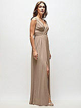 Side View Thumbnail - Topaz Sleeveless Draped Chiffon Maxi Dress with Front Slit