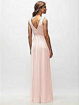 Rear View Thumbnail - Blush Sleeveless Draped Chiffon Maxi Dress with Front Slit