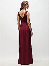 Rear View Thumbnail - Burgundy Sleeveless Draped Chiffon Maxi Dress with Front Slit