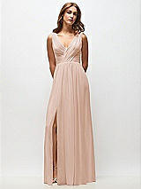 Front View Thumbnail - Cameo Sleeveless Draped Chiffon Maxi Dress with Front Slit