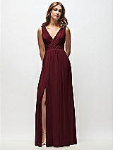 Front View Thumbnail - Cabernet Sleeveless Draped Chiffon Maxi Dress with Front Slit