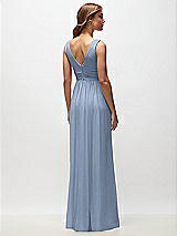 Rear View Thumbnail - Cloudy Sleeveless Draped Chiffon Maxi Dress with Front Slit