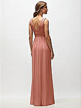 Rear View Thumbnail - Desert Rose Sleeveless Draped Chiffon Maxi Dress with Front Slit