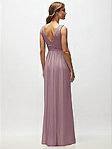 Rear View Thumbnail - Dusty Rose Sleeveless Draped Chiffon Maxi Dress with Front Slit