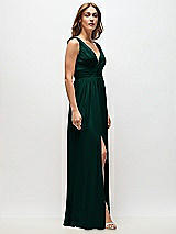 Side View Thumbnail - Evergreen Sleeveless Draped Chiffon Maxi Dress with Front Slit