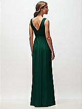 Rear View Thumbnail - Hunter Green Sleeveless Draped Chiffon Maxi Dress with Front Slit