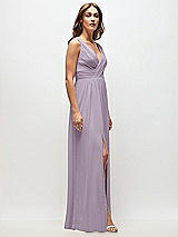 Side View Thumbnail - Lilac Haze Sleeveless Draped Chiffon Maxi Dress with Front Slit