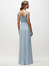 Rear View Thumbnail - Mist Sleeveless Draped Chiffon Maxi Dress with Front Slit
