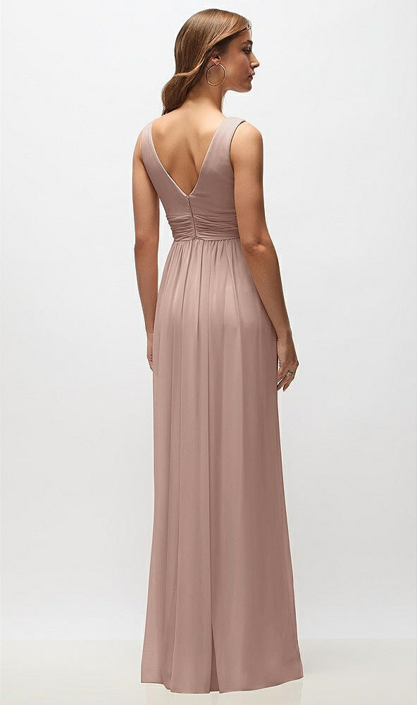 Back View - Neu Nude Sleeveless Draped Chiffon Maxi Dress with Front Slit