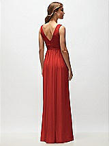 Rear View Thumbnail - Poppy Red Sleeveless Draped Chiffon Maxi Dress with Front Slit