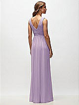 Rear View Thumbnail - Pale Purple Sleeveless Draped Chiffon Maxi Dress with Front Slit