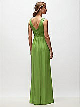 Rear View Thumbnail - Peridot Green Sleeveless Draped Chiffon Maxi Dress with Front Slit