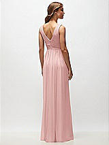 Rear View Thumbnail - Rose Sleeveless Draped Chiffon Maxi Dress with Front Slit
