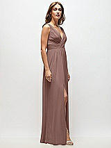 Side View Thumbnail - Sienna Sleeveless Draped Chiffon Maxi Dress with Front Slit