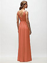 Rear View Thumbnail - Terracotta Copper Sleeveless Draped Chiffon Maxi Dress with Front Slit