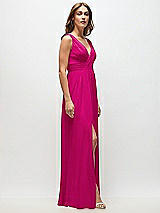 Side View Thumbnail - Think Pink Sleeveless Draped Chiffon Maxi Dress with Front Slit