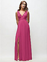 Front View Thumbnail - Tea Rose Sleeveless Draped Chiffon Maxi Dress with Front Slit
