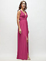 Side View Thumbnail - Tea Rose Sleeveless Draped Chiffon Maxi Dress with Front Slit
