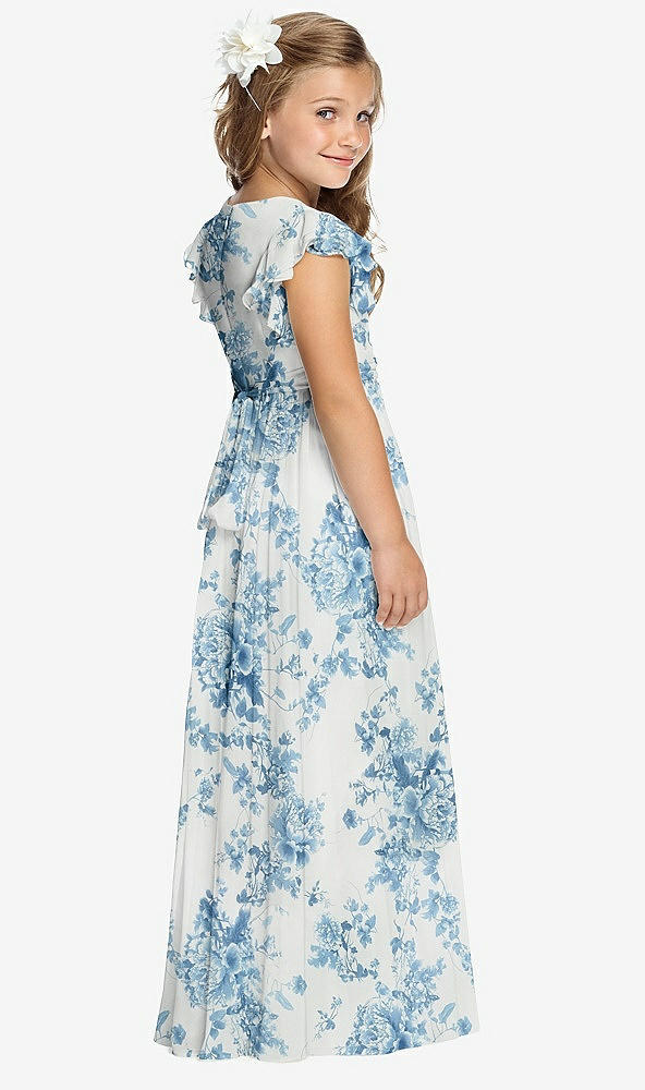 Back View - Cottage Rose Dusk Blue Flower Girl Dress FL4038