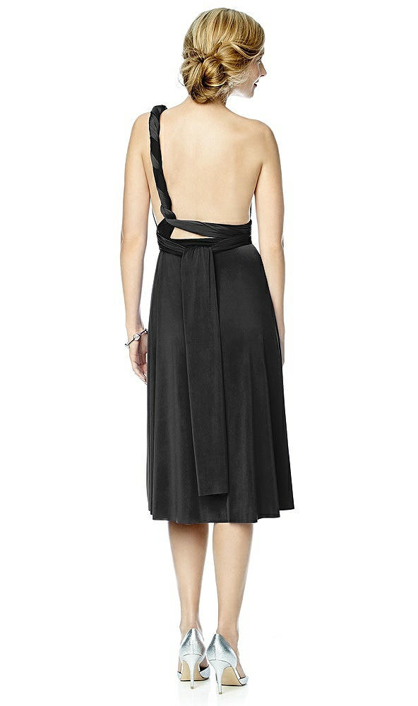 Back View - Black Twist Wrap Convertible Cocktail Dress