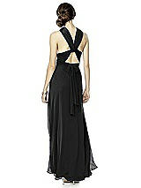 Rear View Thumbnail - Black Twist Wrap Dress w/ Chiffon Overskirt: Long