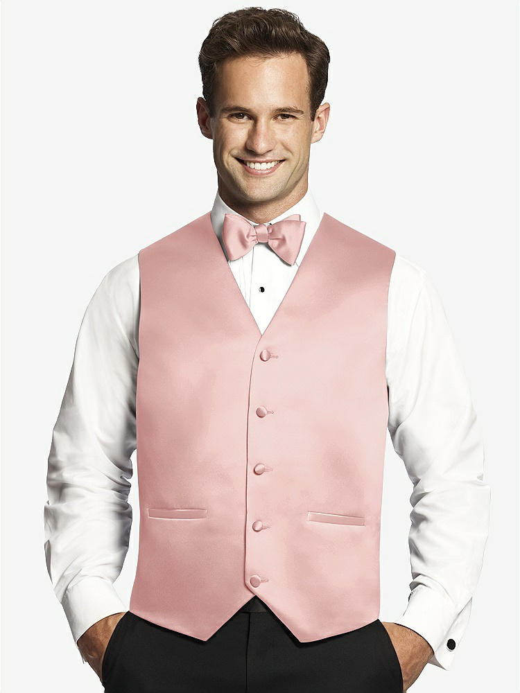 Front View - Rose Matte Satin Tuxedo Vests by After Six