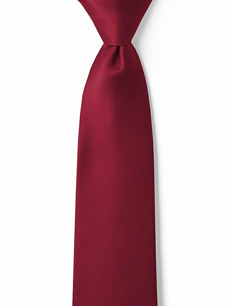 Front View - Burgundy Matte Satin Boy's 14" Zip Necktie by After Six