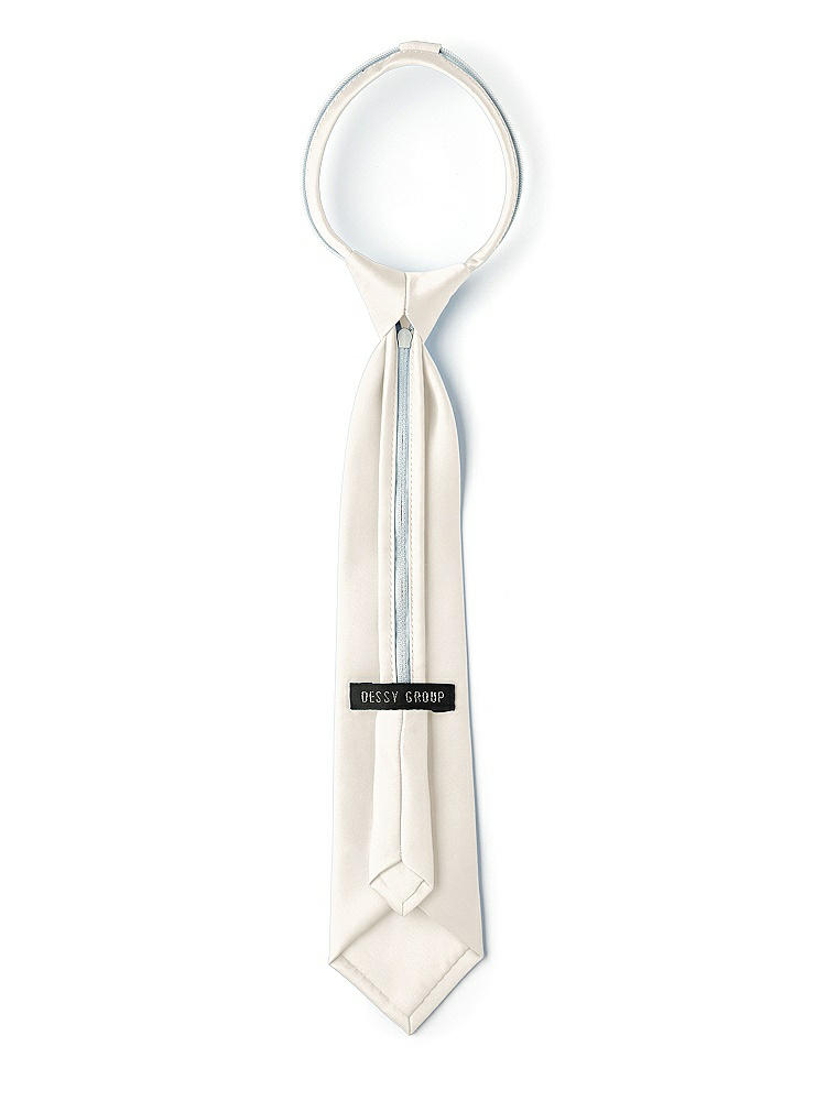 Back View - Ivory Matte Satin Boy's 14" Zip Necktie by After Six