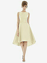 Alt View 1 Thumbnail - Butter Yellow Bateau Neck Satin High Low Cocktail Dress