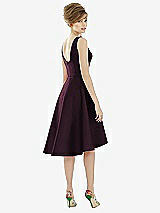 Alt View 2 Thumbnail - Deep Plum Bateau Neck Satin High Low Cocktail Dress
