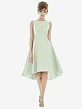 Alt View 1 Thumbnail - Mint Green Bateau Neck Satin High Low Cocktail Dress