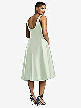 Rear View Thumbnail - Mint Green Bateau Neck Satin High Low Cocktail Dress