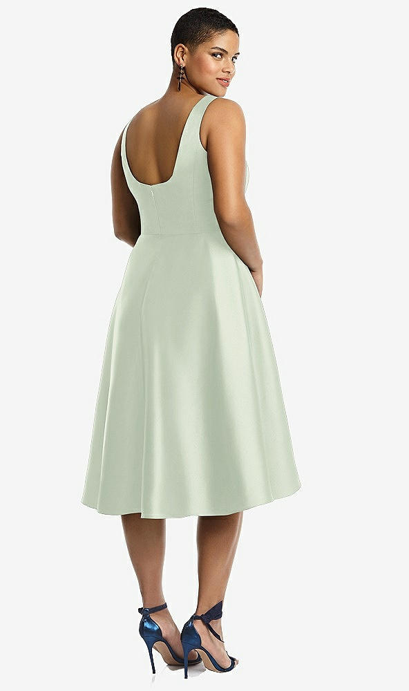 Back View - Mint Green Bateau Neck Satin High Low Cocktail Dress
