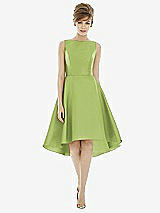Alt View 1 Thumbnail - Mojito Bateau Neck Satin High Low Cocktail Dress