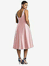 Rear View Thumbnail - Ballet Pink Bateau Neck Satin High Low Cocktail Dress