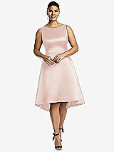 Front View Thumbnail - Blush Bateau Neck Satin High Low Cocktail Dress
