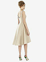 Alt View 2 Thumbnail - Champagne Bateau Neck Satin High Low Cocktail Dress