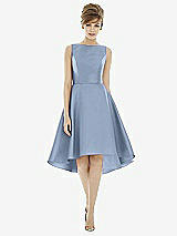 Alt View 1 Thumbnail - Cloudy Bateau Neck Satin High Low Cocktail Dress