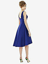Alt View 2 Thumbnail - Cobalt Blue Bateau Neck Satin High Low Cocktail Dress