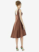 Alt View 2 Thumbnail - Cognac Bateau Neck Satin High Low Cocktail Dress
