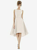 Alt View 1 Thumbnail - Ivory Bateau Neck Satin High Low Cocktail Dress