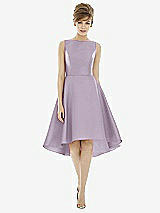Alt View 1 Thumbnail - Lilac Haze Bateau Neck Satin High Low Cocktail Dress